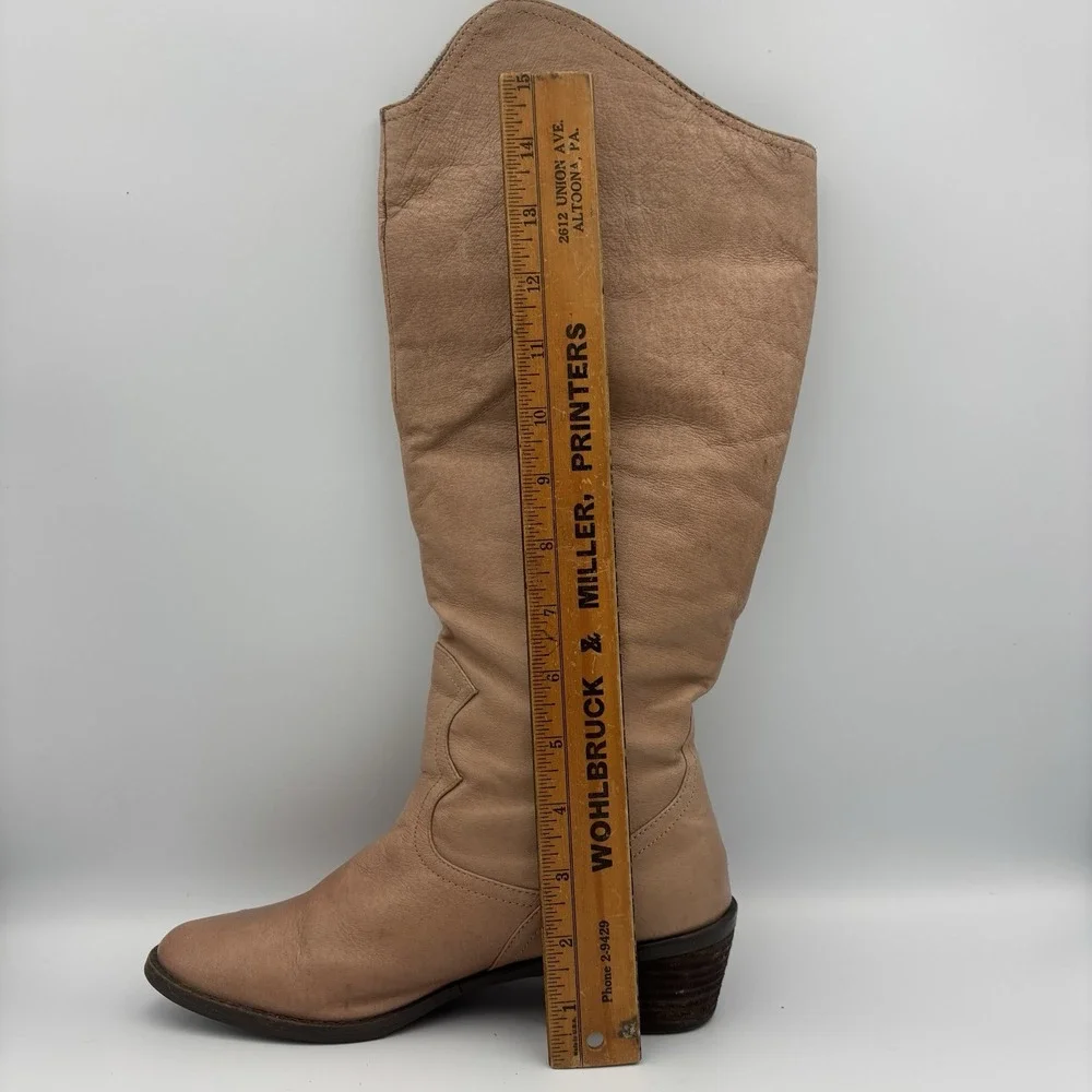 Naughty Monkey Knee-High Tall Boots Women's 6 Light Tan Leather NMW1267251 EUC